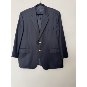 Vintage  Ralph Lauren Blazer Man Navy Gold Buttons Sports Coat 100% Wool Sz 46 R